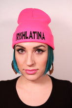 "IRISHLATINA" Embroidered Beanie, Pink