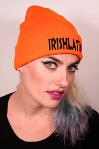 "IRISHLATINA" Embroidered Beanie, Orange